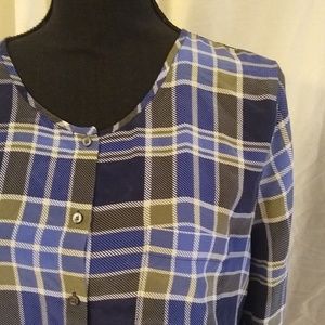 Joie plaid 100% silk blouse